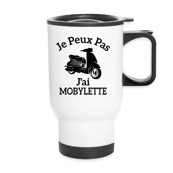Je Peux Pas J'ai Mobylette - Tasse isotherme avec poignée - blanc - Devant