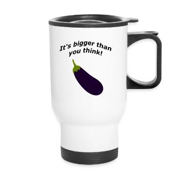 It's bigger than you think! - Thermal mug with handle - white - Front
