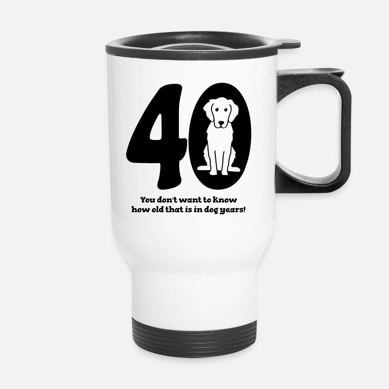 40. Geburtstag mit Hund - Thermobecher mit Tragegriff - Weiß