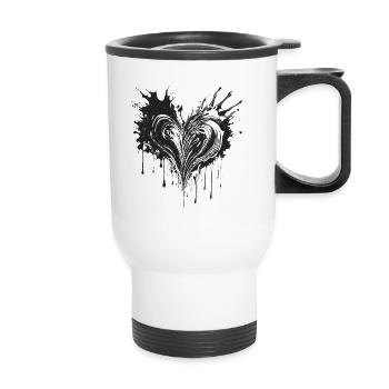 Couleur cœur noir et blanc - Tasse isotherme avec poignée - blanc - Devant