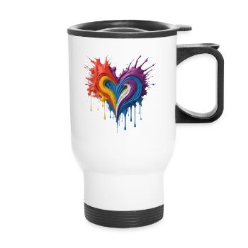 Herz Liebe Farbe Kunst - Thermobecher mit Tragegriff - Weiß - Vorne