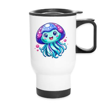 Méduse mignonne - Tasse isotherme avec poignée - blanc - Devant