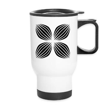 Op-Art Blume / schwarz - Thermobecher mit Tragegriff - Weiß - Vorne
