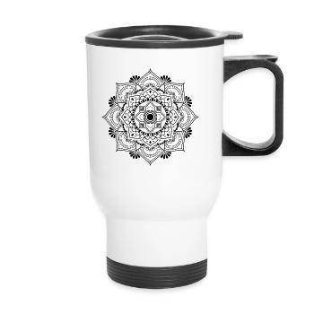 Symbol Geschenk Ornament Mandala Spirit Goa Orient - Thermobecher mit Tragegriff - Weiß - Vorne