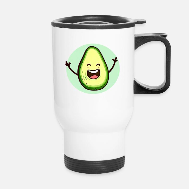 Fröhliche Avocado - Thermobecher mit Tragegriff - Weiß