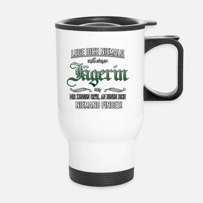 Never mess with a hunter, gift - Thermal mug with handle - white