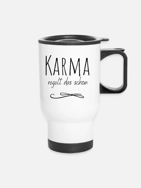 Karma regelt das schon - Thermobecher mit Tragegriff - Weiß