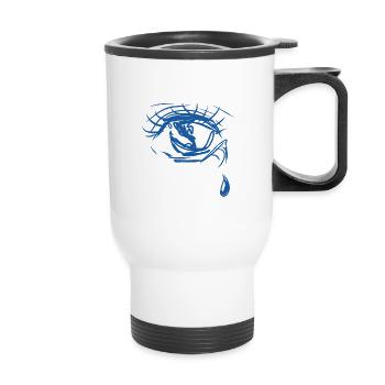 sad tear - Thermal mug with handle - white - Front