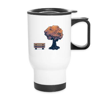 Pixel Tree and Bench Vintage - Thermal mug with handle - white - Front