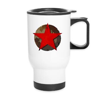 Stern Kreis rostig vintage rot - Thermobecher mit Tragegriff - Weiß - Vorne