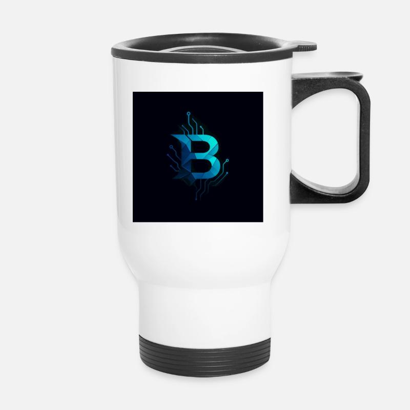 Bitcoin blue futuristic - Thermal mug with handle - white