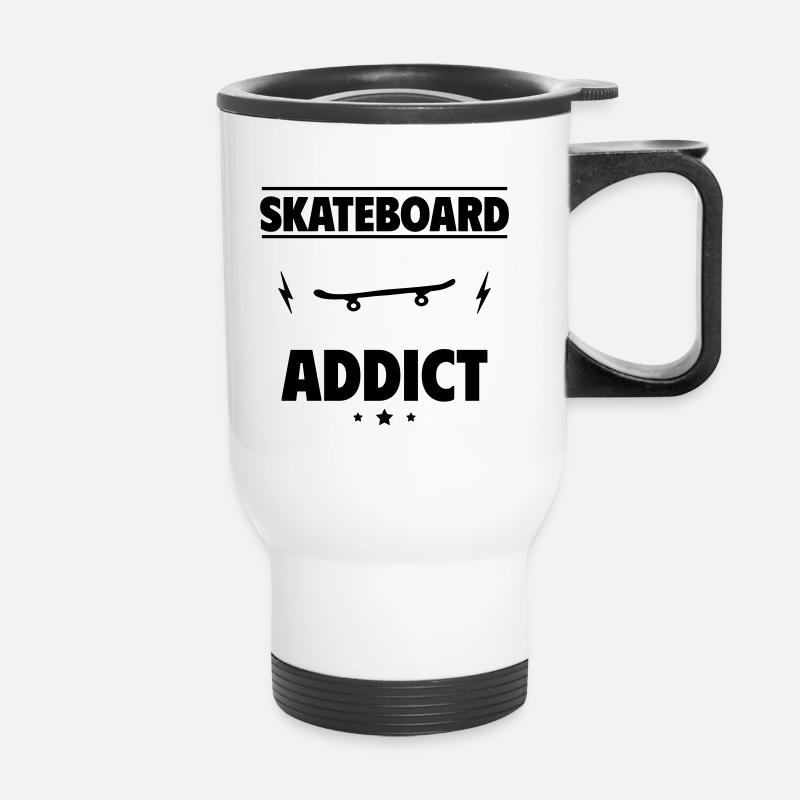 Accro au skateboard - Tasse isotherme avec poignée - blanc