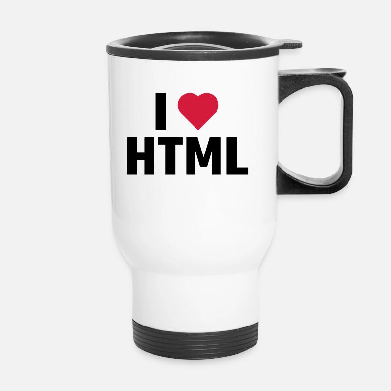 I Love HTML - Thermal mug with handle - white
