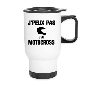 J'PEUX PAS JAI MOTOCROSS - Tasse isotherme avec poignée - blanc - Devant