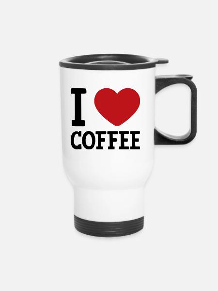 Ich liebe Kaffee Zitat - Thermobecher mit Tragegriff - Weiß