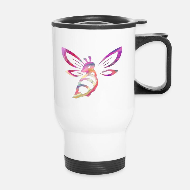 Piercing Colorful Wasp - Thermal mug with handle - white