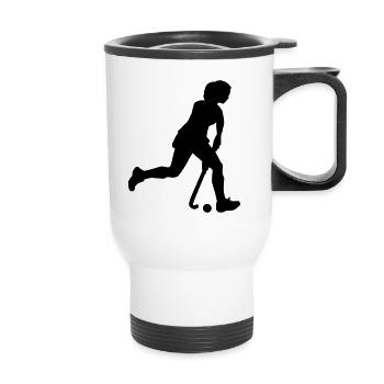 hockey_woman_1c - Tasse isotherme avec poignée - blanc - Devant