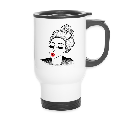 Vintage Retro Girl Kiss message - Thermal mug with handle