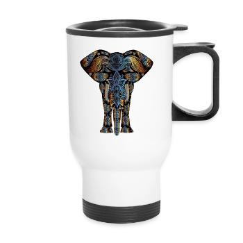 Elephant symbol colorful - Thermal mug with handle - white - Front