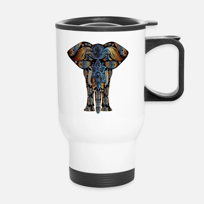 Elefant Symbol bunt - Thermobecher mit Tragegriff - Weiß