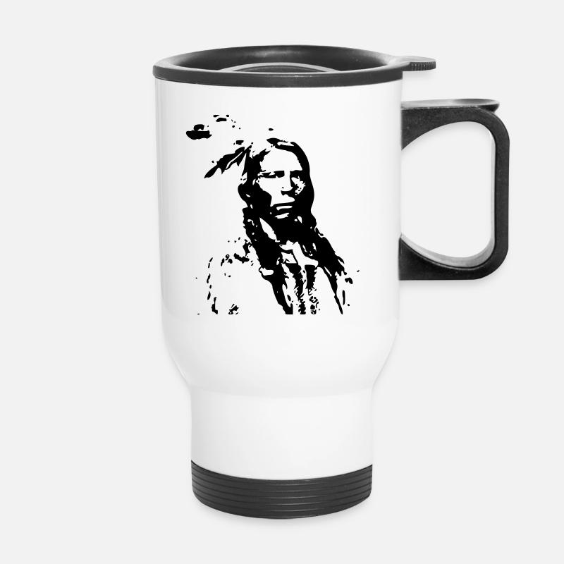 Indianer - Thermobecher mit Tragegriff - Weiß