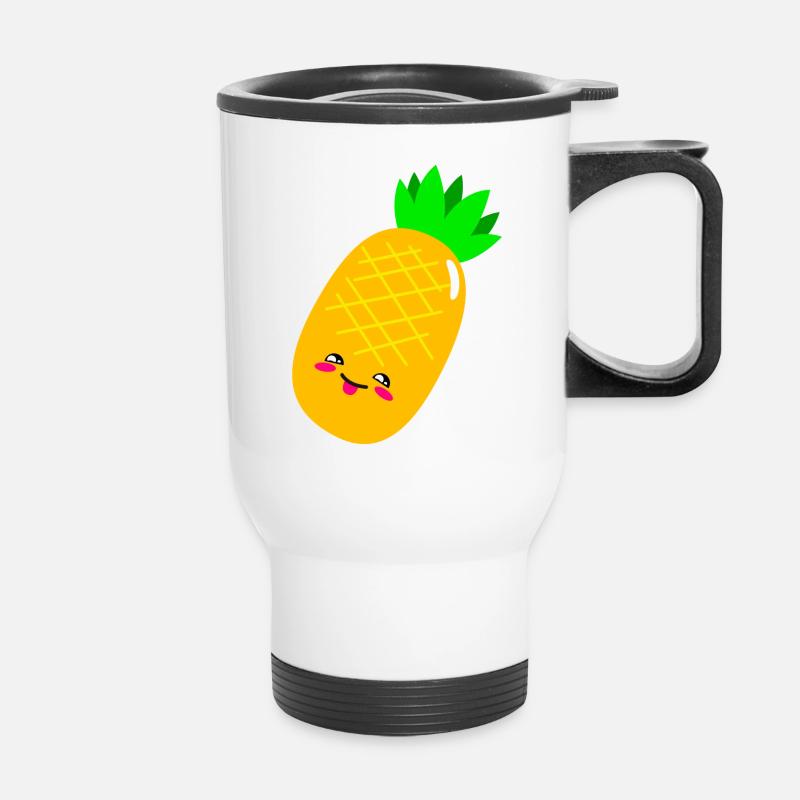 Vegan and happy - Thermal mug with handle - white