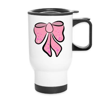 beautiful pink, pink bow, gift idea - Thermal mug with handle - white - Front