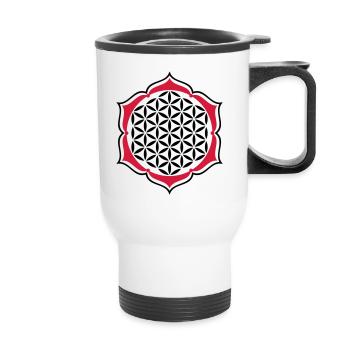 Fleur de la vie - timbre - Lotus - Tasse isotherme avec poignée - blanc - Devant