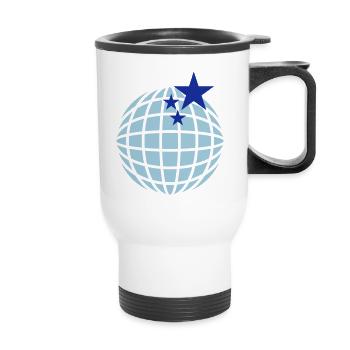 Disco-Kugel / disco globe (2c) - Thermobecher mit Tragegriff - Weiß - Vorne
