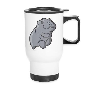 Hippo Nilpferd Flusspferd Dickhäuter Hippopotamus - Thermobecher mit Tragegriff - Weiß - Vorne