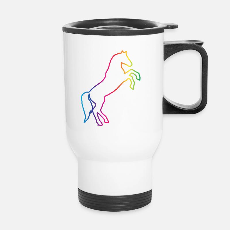 Cheval aux couleurs arc-en-ciel - Tasse isotherme avec poignée - blanc