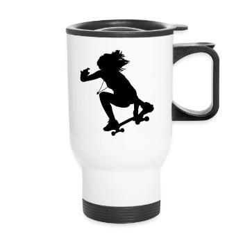 Fille de patin à roulettes Longboard - Tasse isotherme avec poignée - blanc - Devant