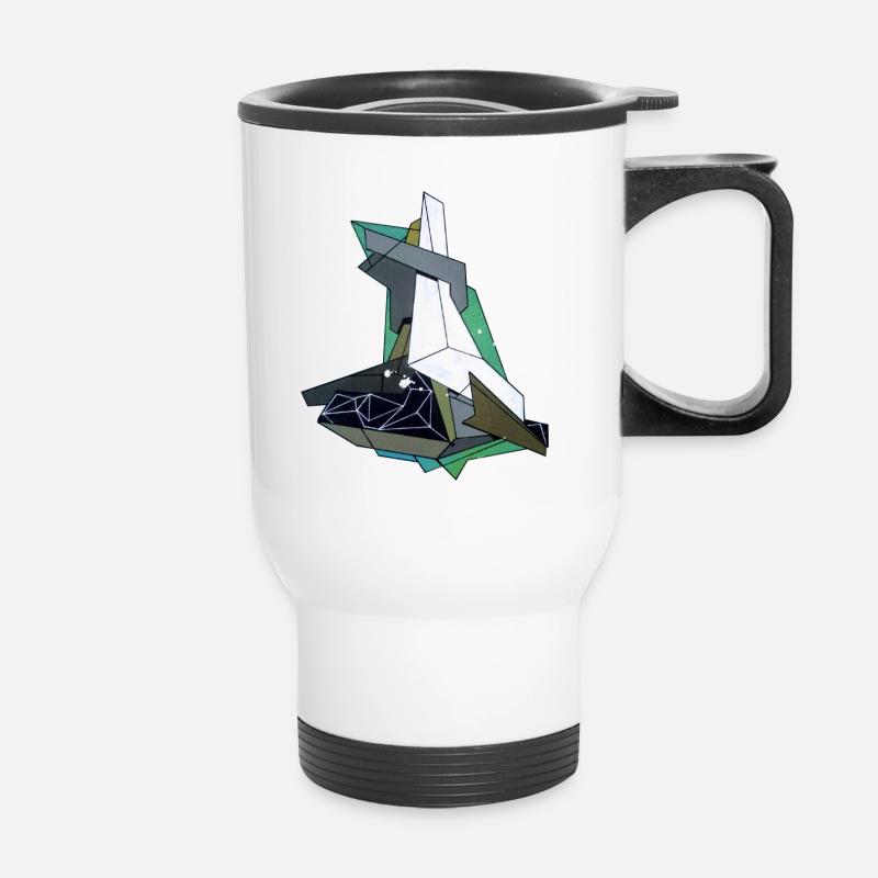 Intergalactic Brutalism # 4 - Thermal mug with handle - white