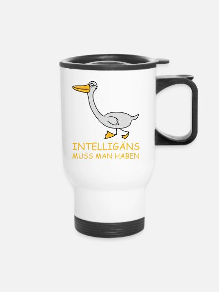 Intelligente Gans (b) - Thermobecher mit Tragegriff - Weiß