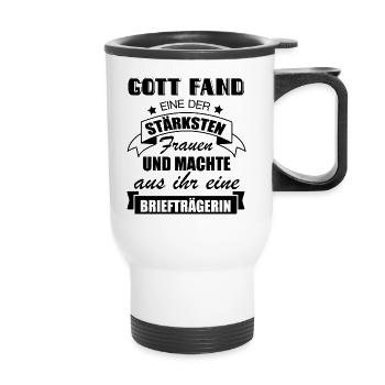 Briefträgerin Geschenk • Eine der stärksten Frauen - Thermobecher mit Tragegriff - Weiß - Vorne