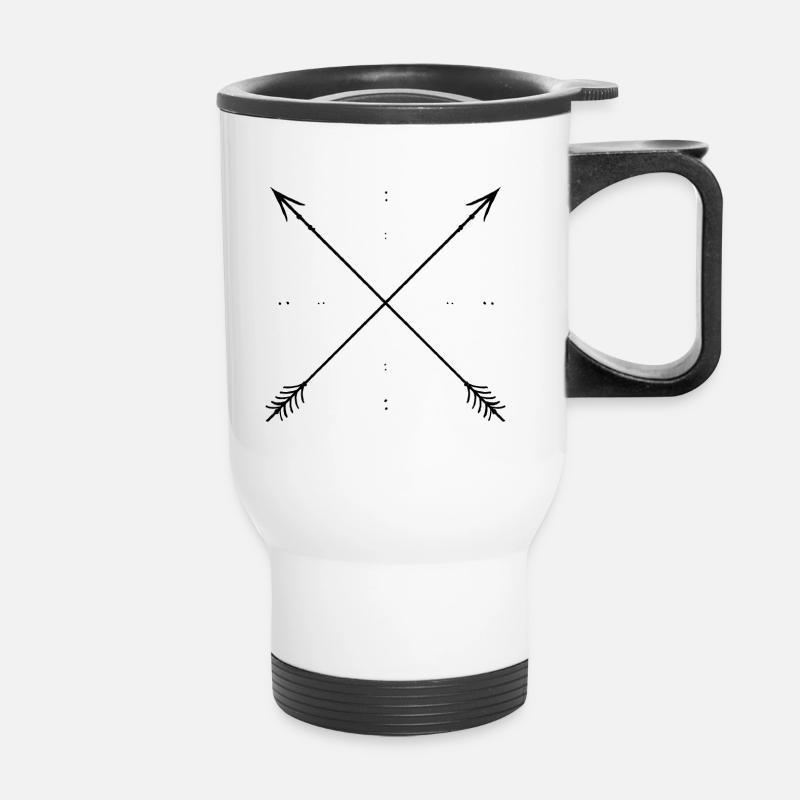 Arrows cross compass geometric direction - Thermal mug with handle - white