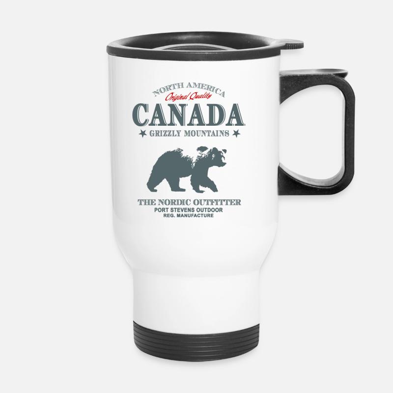 Canada - Grizzly Bear - Thermobecher mit Tragegriff - Weiß
