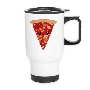 Pizza piece - Thermal mug with handle - white - Front