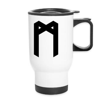 Rune: Mannaz ᛗ (M), Quantum Runes Futhark 0 © - Thermal mug with handle - white - Front