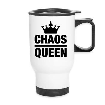Chaos Queen Chaotin chaotisch Krone Königin Chaot - Thermobecher mit Tragegriff - Weiß - Vorne
