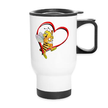 Abeille avec cœur - Tasse isotherme avec poignée - blanc - Devant