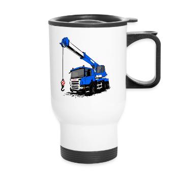 Voiture grue - grue - camion grue - camion grue - Tasse isotherme avec poignée - blanc - Devant