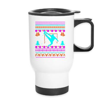 Joueur de handball gardien de but de handball Noël laid - Tasse isotherme avec poignée - blanc - Devant