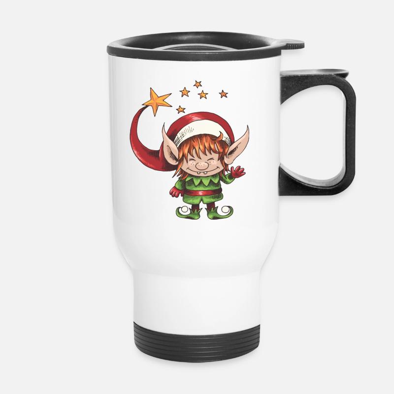 Weihnachtself - Thermobecher mit Tragegriff - Weiß