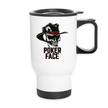 Poker Poker Player Poker Face - Thermal mug with handle - white - Front