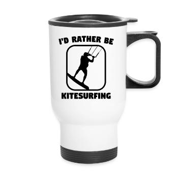 I'd rather be kitesurfing - Thermobecher mit Tragegriff - Weiß - Vorne