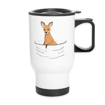Kangaroo pouch, fanny pack, chest pocket - Thermal mug with handle - white - Front
