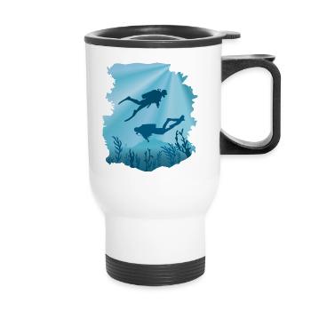 Plongeur sous-marin, plongée - Tasse isotherme avec poignée - blanc - Devant