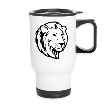 tête de lion - Tasse isotherme avec poignée - blanc - Devant