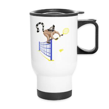 federball badminton federballspieler - Thermobecher mit Tragegriff - Weiß - Vorne